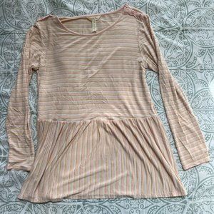 Long Sleeve Pink Peplum Tee